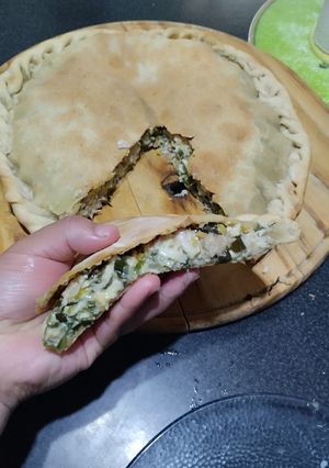 Una foto de Tarta de pollo y puerro