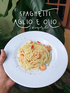 Foto resep Spaghetti Aglio e Olio Udang