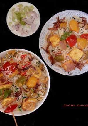 लजीज पनीर टिक्का बिरयानी (Laziz Paneer tikka biryani recipe in Hindi) रेसिपी मुख्य फोटो