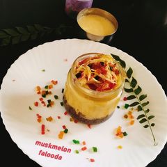 A picture of Muskmelon falooda 😋 Summer special Drink 🍷 falooda 😋.