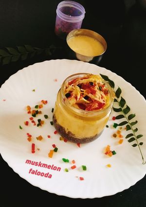 A picture of Muskmelon falooda 😋 Summer special Drink 🍷 falooda 😋.