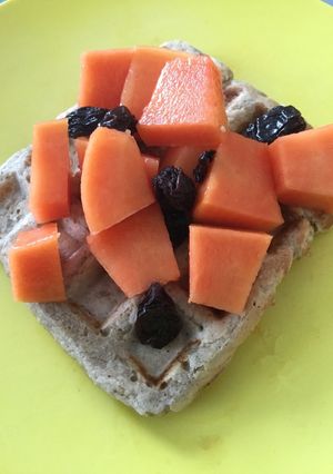 Una foto de Waffles veganos