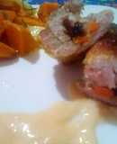 Bondiola rellena con pasas uva zanahoria bacon con sals queso