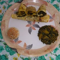 A picture of Aloo senjana ke rolls.