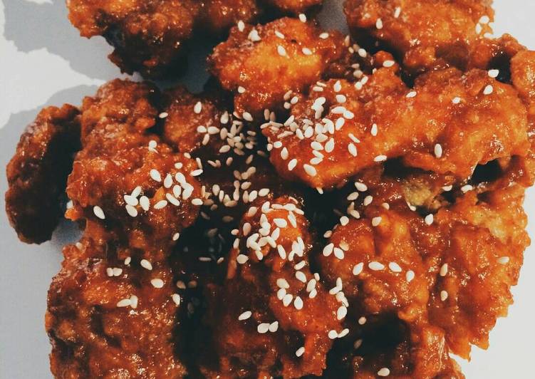 Resep Yangyeom Ttongdak / Ayam Goreng ala Korea / Korean Fried Chicken yang Enak