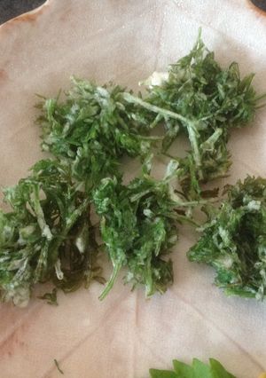 A picture of Seriously crispy Tempura - carrot leaves      "Don’t throw away No.3".