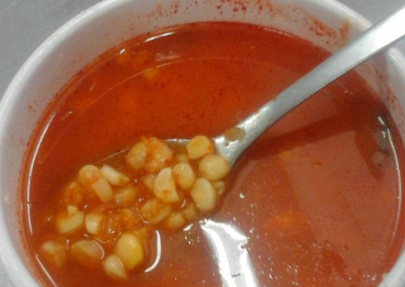 Elote pozole con Camarón comida de cuaresma