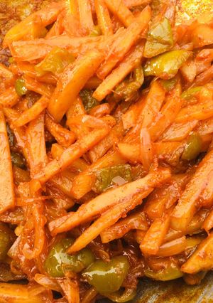 A picture of Honey chilli potatoes.