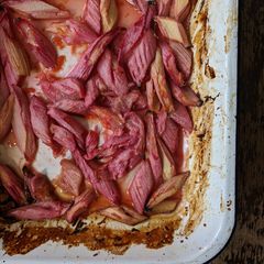 A picture of Roasted rhubarb with orange.
