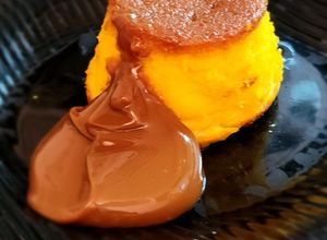Una foto de Flan de Mandarina