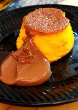 Una foto de Flan de Mandarina