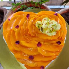 A picture of Mango Rasmalai Cake.