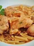 Fideos a la cazuela con conejo