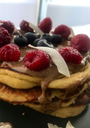 Una foto de Pancakes de harina de coco