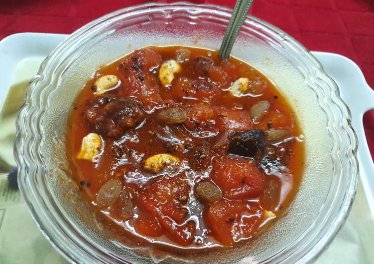 Steps to Make Award-winning Dry Fruits Sweet and Spicy Tomato Chutney