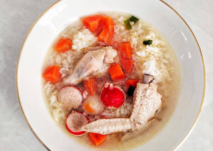 Sup sayap ayam sosis