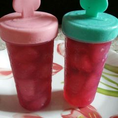 Frozen Muskmelon Pepsicles in RoohAfza A picture of Frozen Muskmelon Pepsicles in RoohAfza.