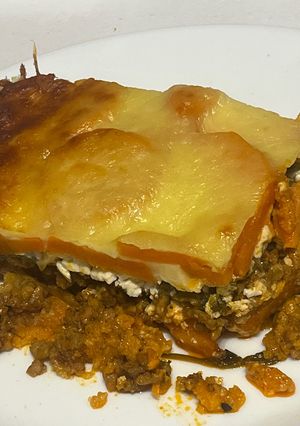 Rakott édesburgonya fetával recept fotója