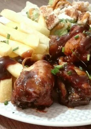 Una foto de Chupetas de pollo al horno en salsa Barbacue