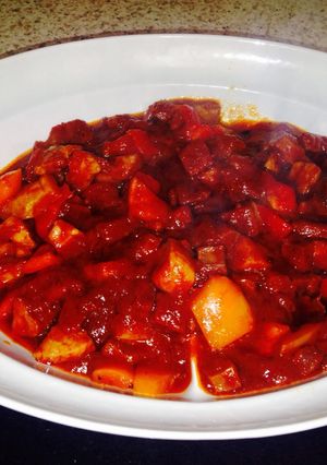 A picture of Gammon with Chorizo in a Sweet Tomato Sauce 👍.