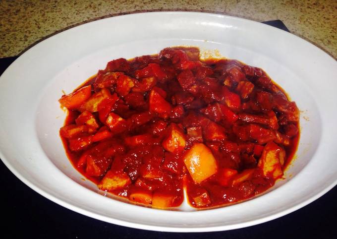 Easiest Way to Make Homemade Gammon with Chorizo in a Sweet Tomato Sauce 👍