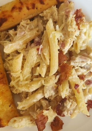 A picture of Chicken Bacon Ranch Penne Pasta.