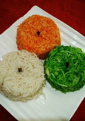 A picture of Tricolour zafrani rice.