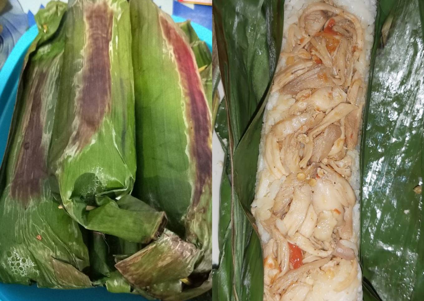 Nasi bakar ayam suwir pedas