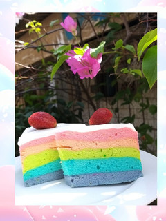 Foto resep Bolu kukus putih telur (rainbow cake)