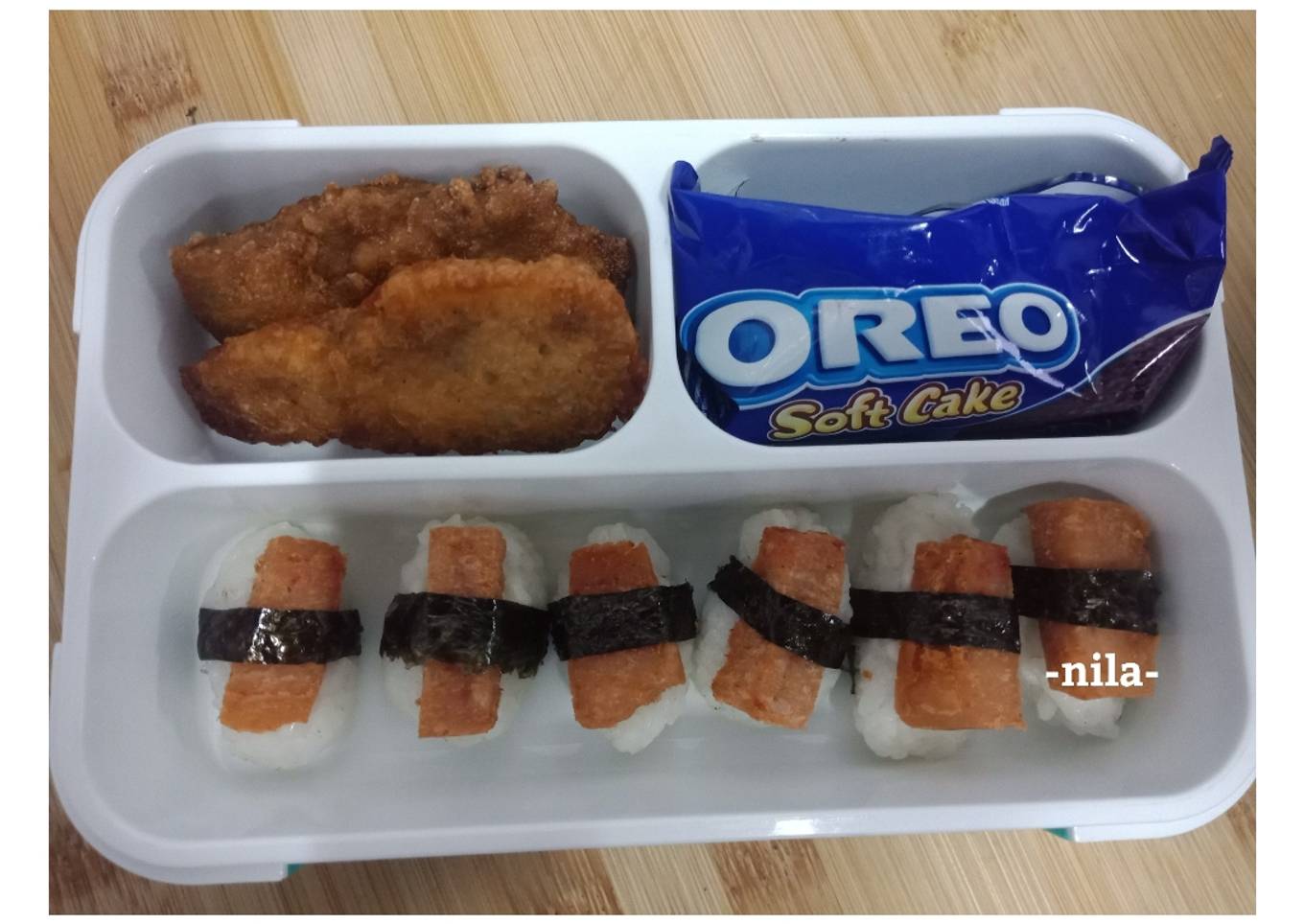 Luncheon Meat Sushi & Tuna crispy (bekal anak)