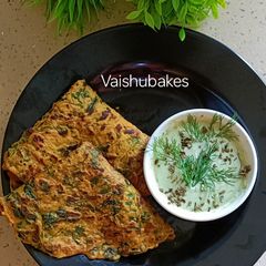 A picture of Dill Leaves and Wheat Savoury Pancakes.