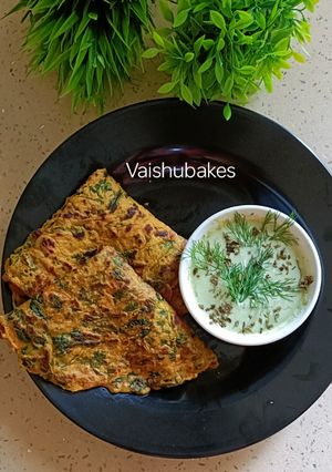 A picture of Dill Leaves and Wheat Savoury Pancakes.
