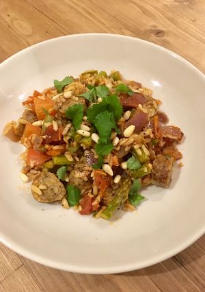 A picture of One Pot Sausage Rice.