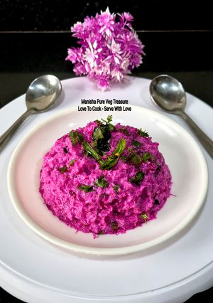 A picture of Beetroot Cold Curd Rice - Nutritious - Probiotic - Cooling Comfort Food.