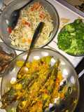 Pesmol bumbu kuning ikan kembung, tumis kangkung, dan brokoli kukus