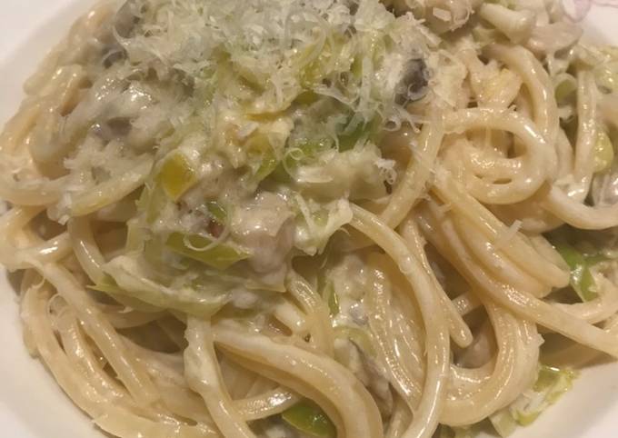 Leeks and mushrooms pasta sauce