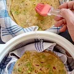 A picture of Aloo Matar Paratha/ Potato and green peas paratha.