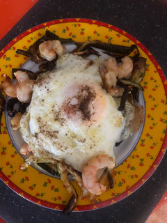 Una foto de Calabacín con gambas y huevo en airfrayer