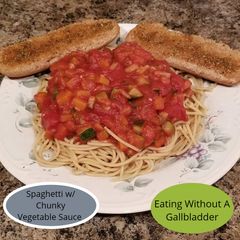 Spaghetti w/ Chunky Vegetable Sauce A picture of Spaghetti w/ Chunky Vegetable Sauce.