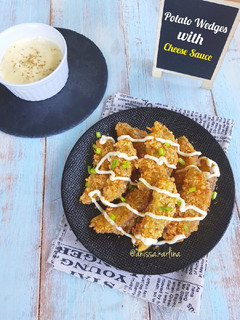 Foto resep Potato Wedges with Cheese Sauce