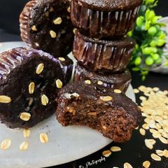 A picture of Oatmeal Chocolat Brownie Muffin Eggless.