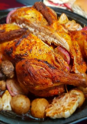 A picture of Chicken Roasted in Herbs.