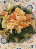 Acelgas con guarnición de guiso de bacalao