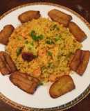 Arroz vestido en Camarones, Teñido en Curry y Salpicado en Cerveza