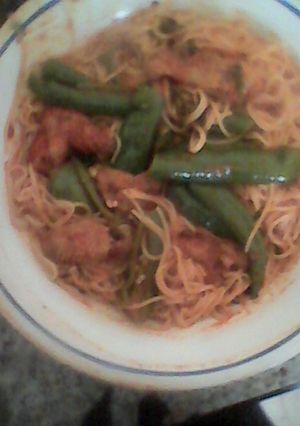 صورة لوصفة مكرونة سباغيتي بصلصة الفلفل والدجاج 🍝