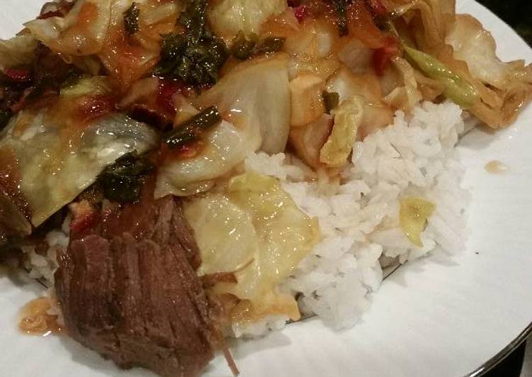 Brad's crock pot goat with Polynesian sauce