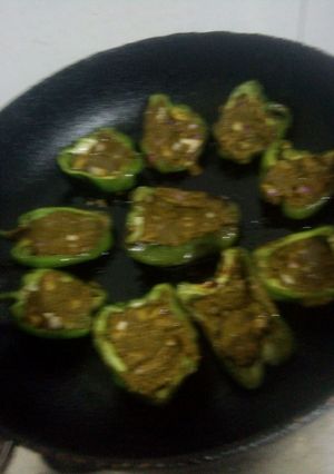 A picture of Stuffed Capsicum. Bharwan Simla Mirch.