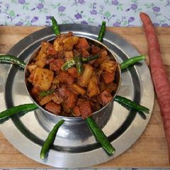 A picture of Carrot and radish green chilli pickle.