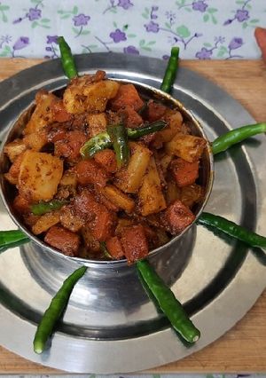A picture of Carrot and radish green chilli pickle.