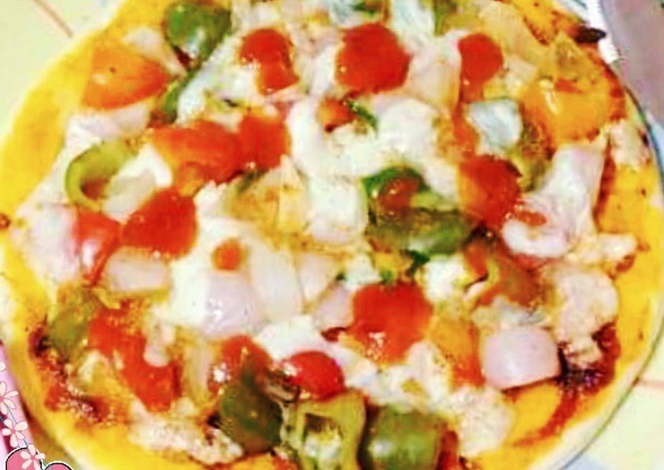 Healthy Oats and wheat flour pizza with cottage cheese